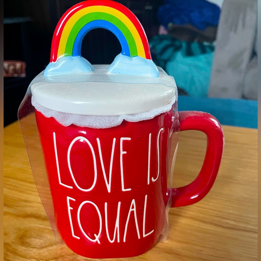 NWT Rae Dunn Love is Equal Mug with Rainbow Topper